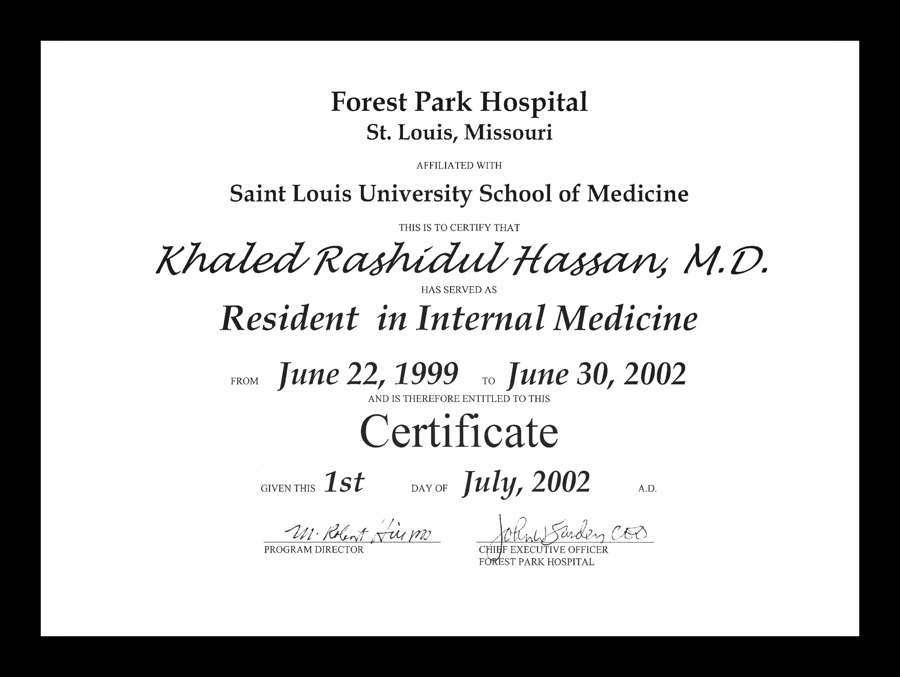 Dr. Khaled Hassan, MD Credentials 3