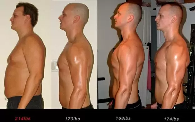 The man before and after Ipamorelin treatment
